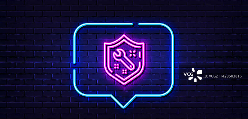 扳手工具线性图标维修服务霓虹灯图片素材