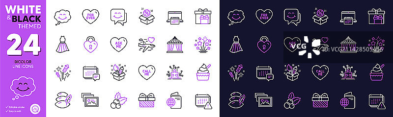 促销相册和冰淇淋线性图标图片素材