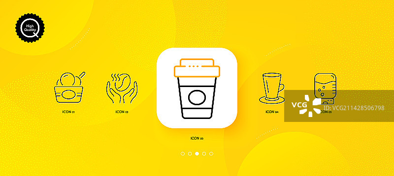 茶杯咖啡和冰淇淋极简线条图标图片素材