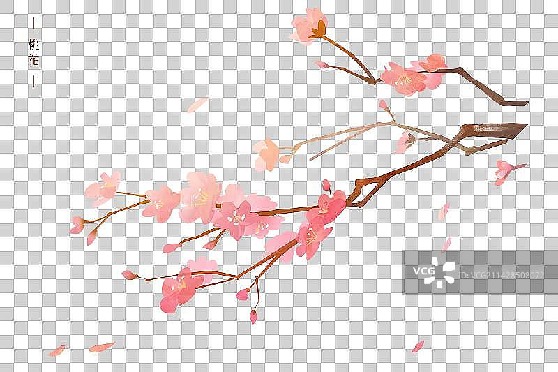 桃花春天野餐插画免扣素材图片素材