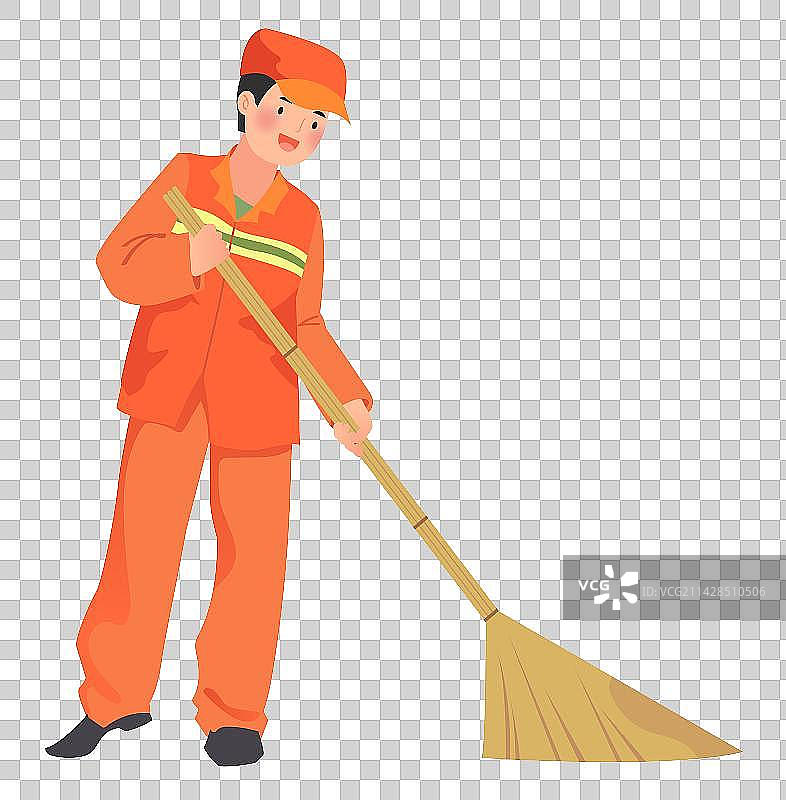 五一劳动节劳动者人物环卫工人打扫插画元素图片素材
