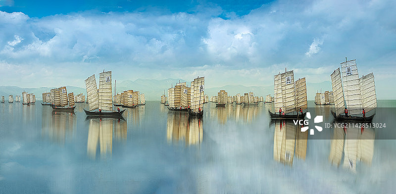 百舸争流图片素材