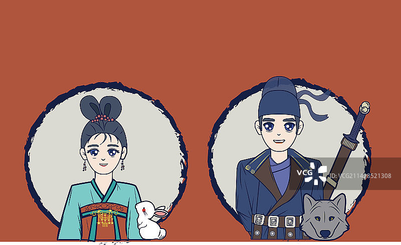 古风情侣图片素材