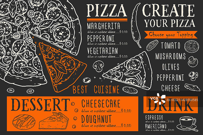 意大利餐厅披萨菜单图片素材