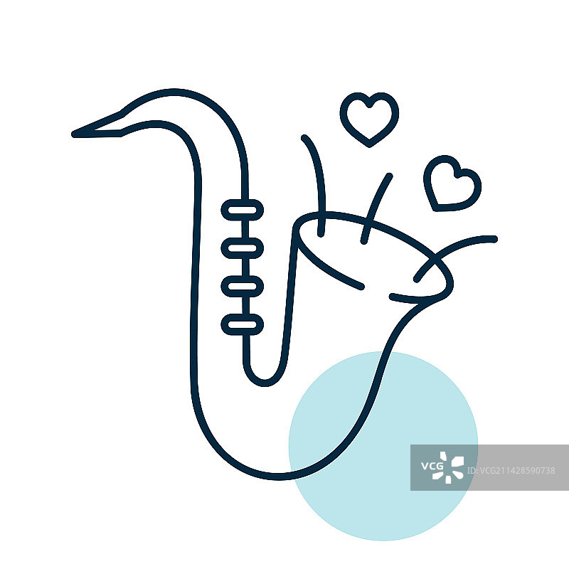 可爱的萨克斯管和吹心图标图片素材