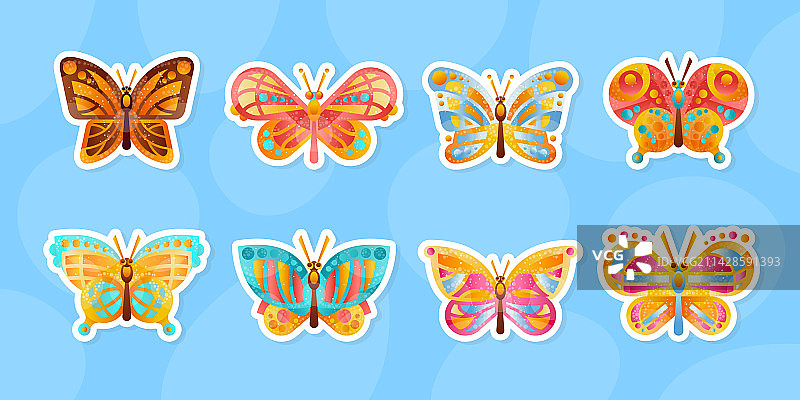 明亮蝴蝶可爱彩色翅膀组合图片素材