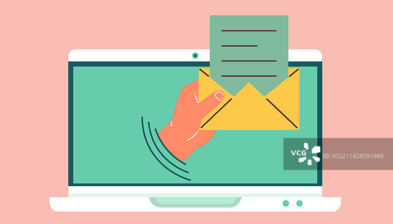 笔记本电脑屏幕上的邮件信封图片素材