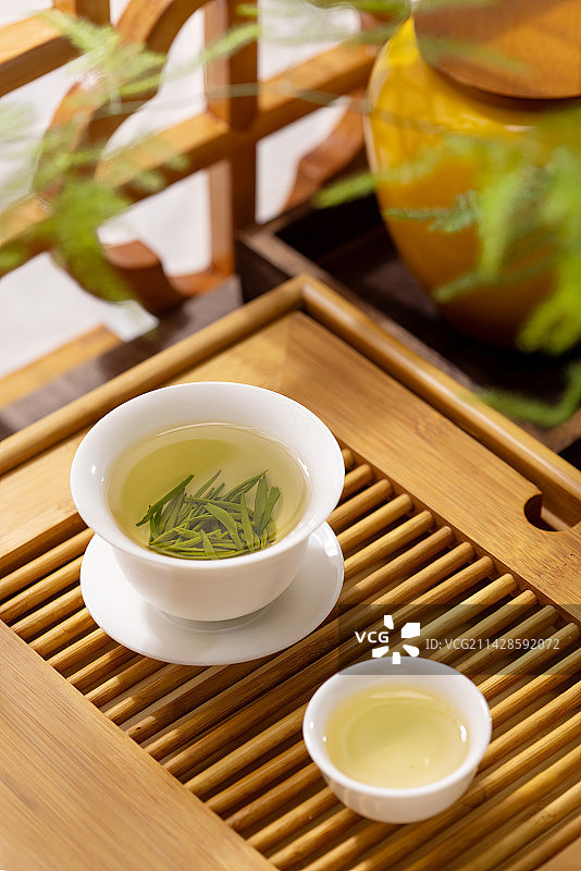 杯子里的绿茶,清新,中国元素图片素材