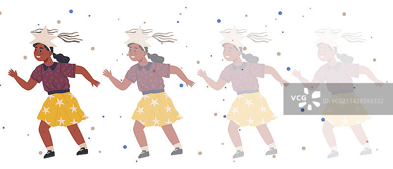 装扮成星星仙女服装的可爱儿童图片素材