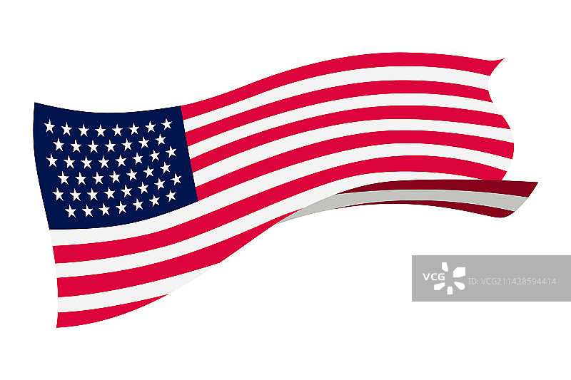 在白色背景上挥舞的美国国旗图片素材