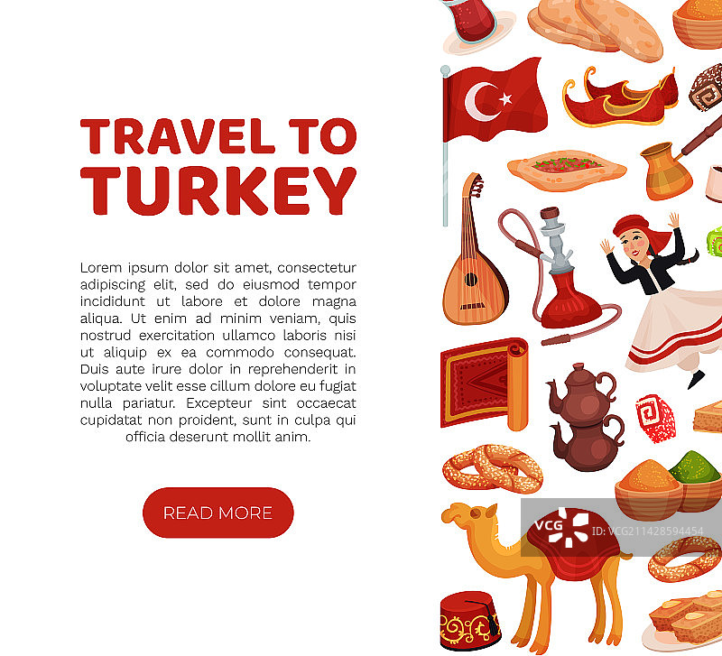 带有地道标志的土耳其旅游横幅设计图片素材