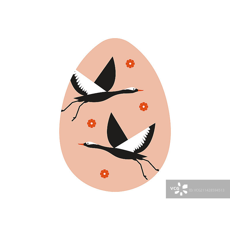 带有抽象鸟类的复活节彩蛋卡通图案图片素材