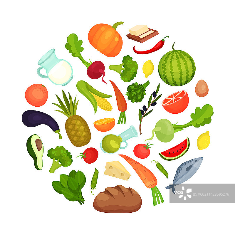 健康食品维生素圆形组合设计图片素材