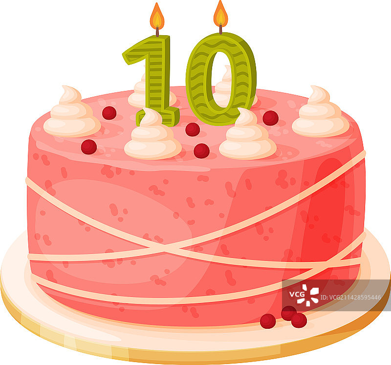 生日蛋糕上的蜡烛，数字10图片素材