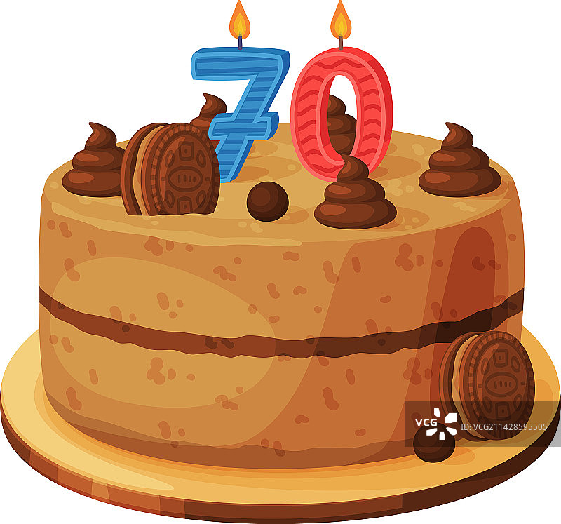 70岁生日蛋糕上的蜡烛图片素材