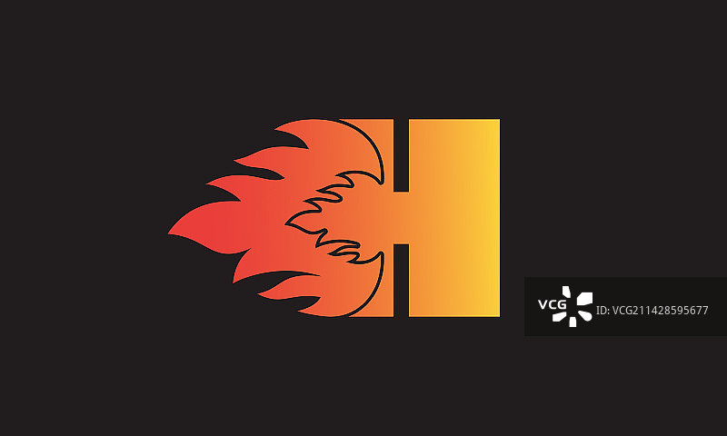 火焰字母H标志设计模板图片素材