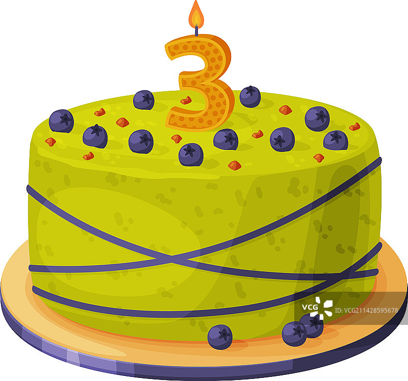生日蛋糕上的蜡烛，数字3的年龄图片素材
