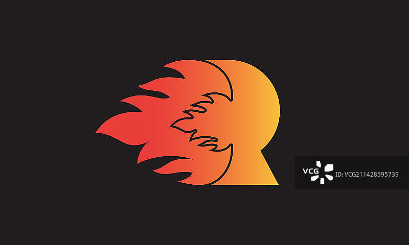 火焰字母R标志设计模板图片素材