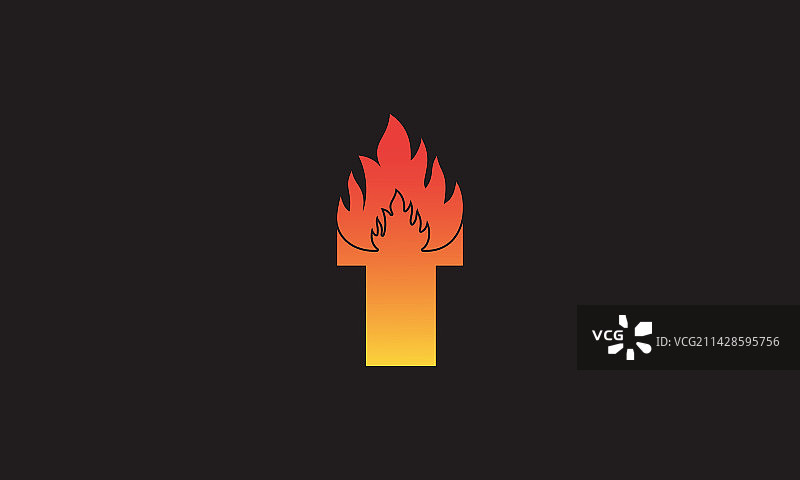 火焰字母T标志设计模板图片素材