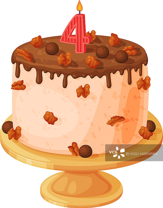 生日蛋糕上的蜡烛，数字4，庆祝图片素材