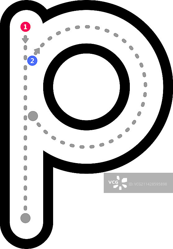 字母p的小写字母描摹预写练习图片素材