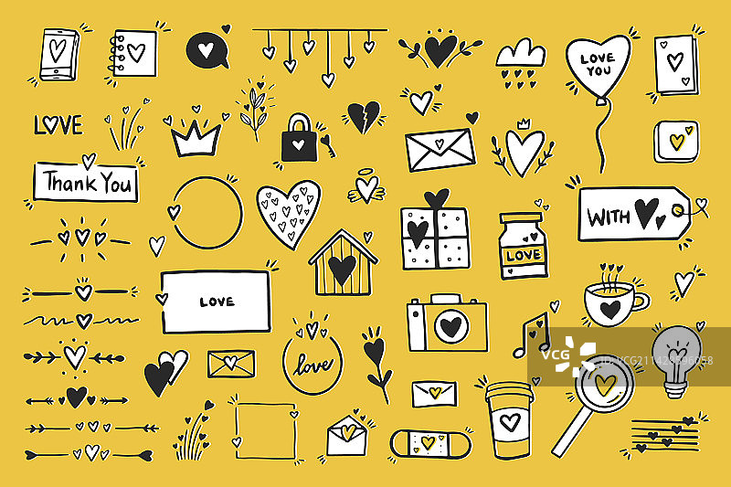 浪漫可爱的涂鸦图标素材图片素材