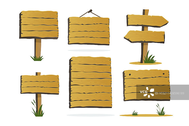 孤立的老式木制卡通标牌图片素材