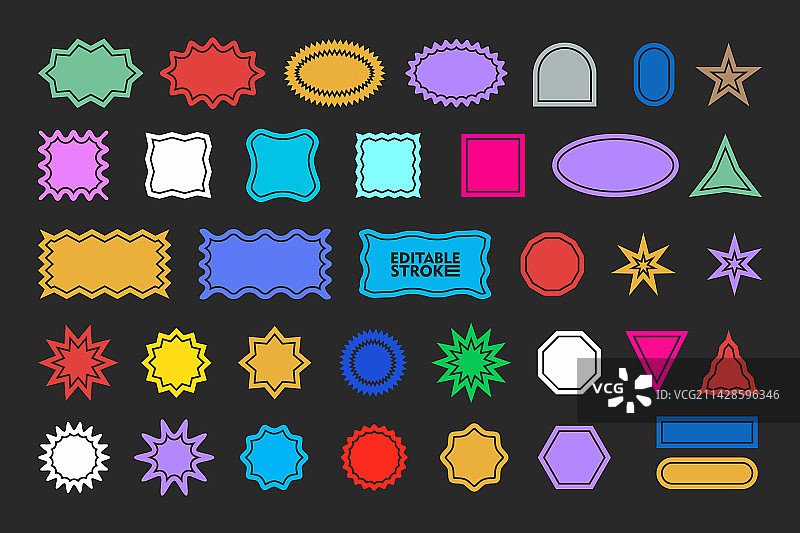 设计元素布贴和贴纸合集图片素材