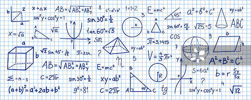 笔记本上的手绘数学符号图片素材