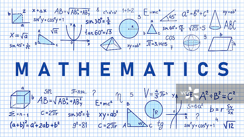 笔记本上的手绘数学符号图片素材