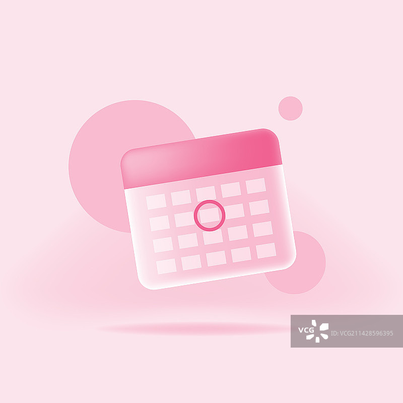 粉色3D日历网格与圆形标记日期图片素材