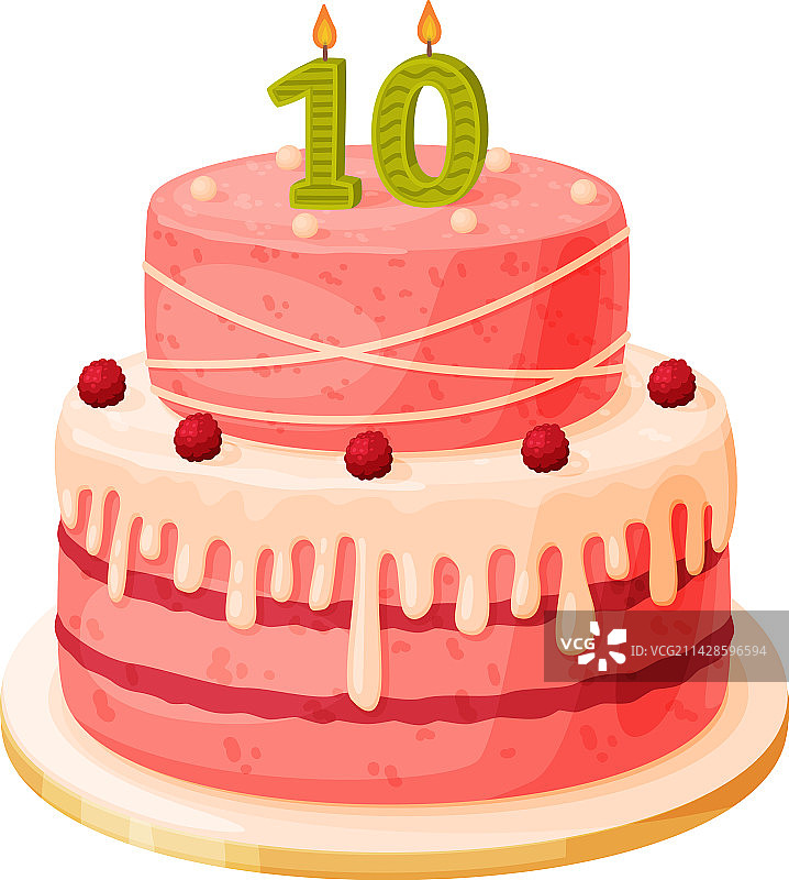 生日蛋糕上的蜡烛，数字10图片素材