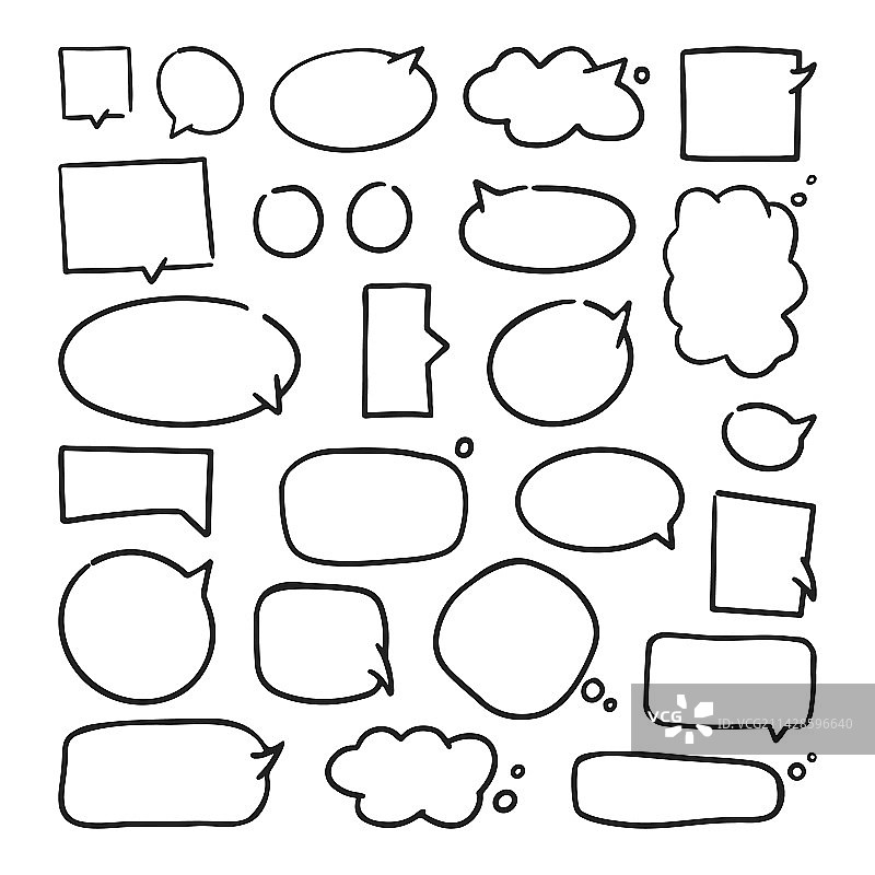 一组涂鸦手绘风格对话气泡图片素材