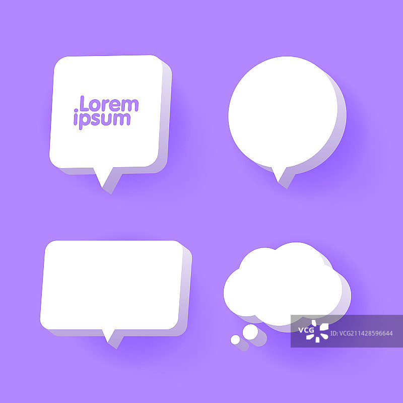 3D紫色语音气泡聊天图标合集图片素材