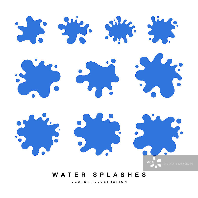 蓝色水花剪影图片素材