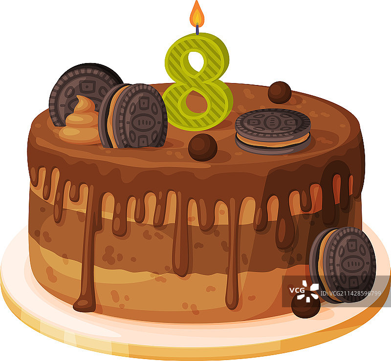 8岁生日蛋糕蜡烛图片素材