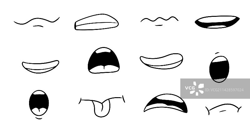 卡通嘴巴微笑悲伤表情合集图片素材