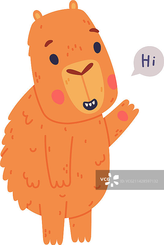 挥爪打招呼的可爱小水豚图片素材