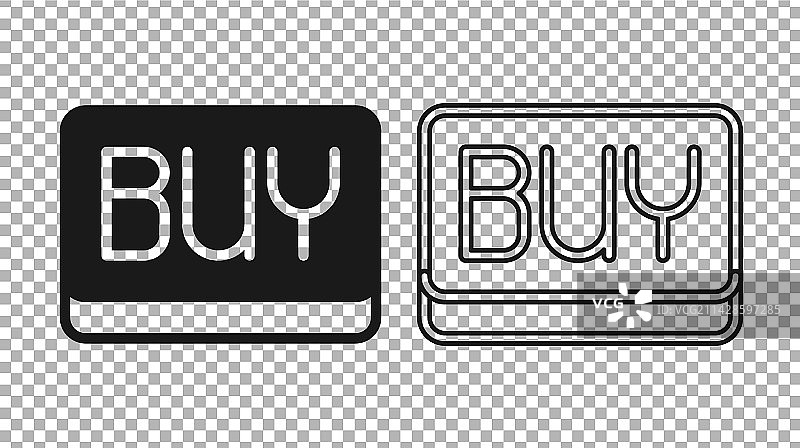 透明背景上的黑色购买按钮图标图片素材
