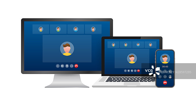 笔记本电脑上的来电视频图片素材