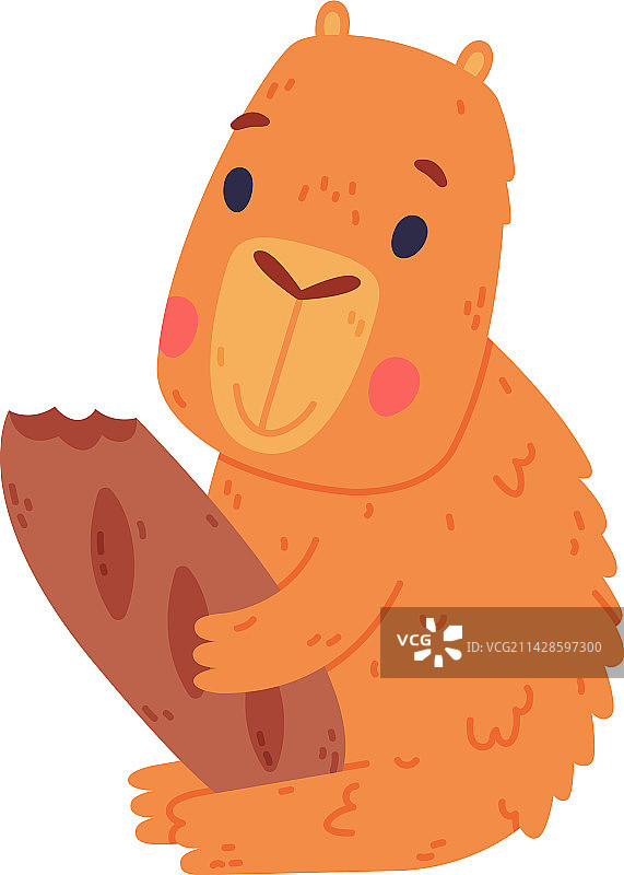 吃面包的可爱小水豚搞笑动物图片素材