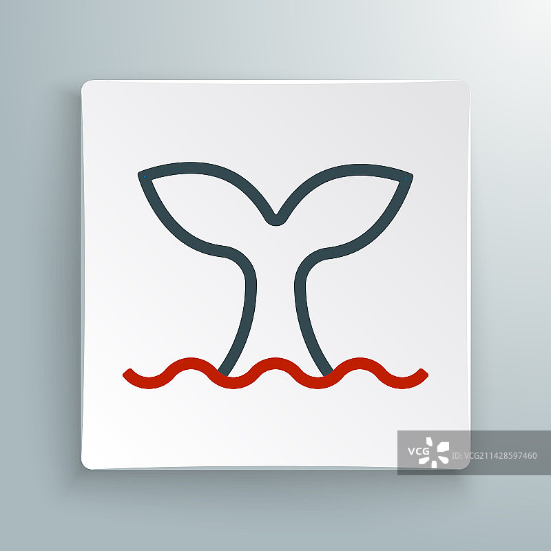 海浪中的鲸鱼尾巴线条图标图片素材