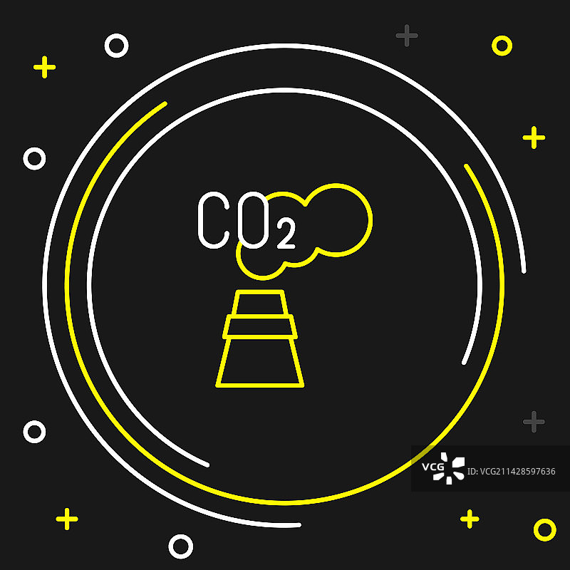 黑色背景上的云图标二氧化碳排放线条图片素材