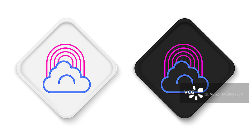 白色背景上的线条彩虹和云朵图标图片素材