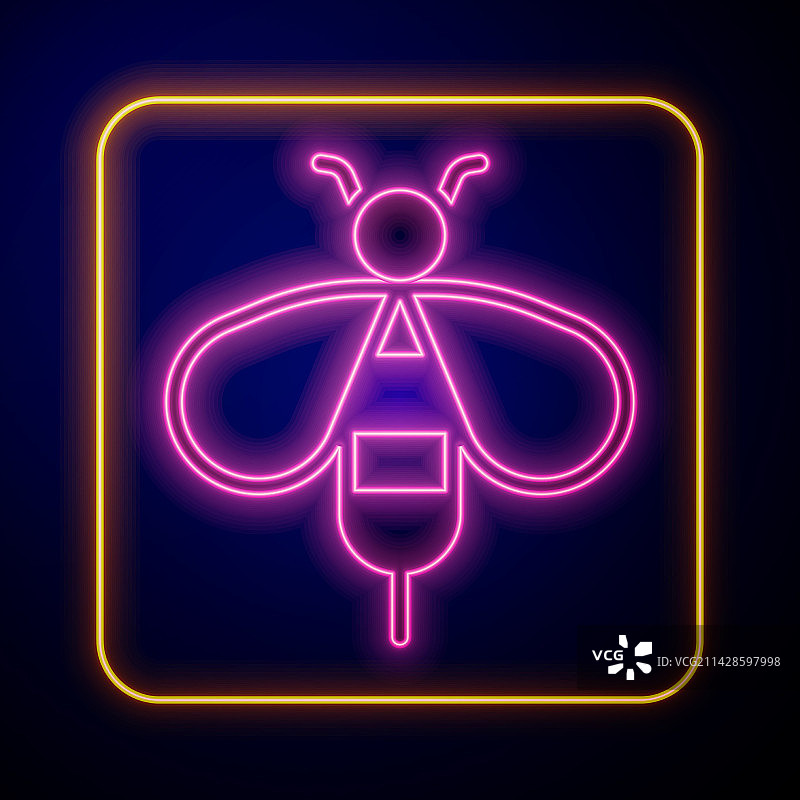发光霓虹蜜蜂图标图片素材
