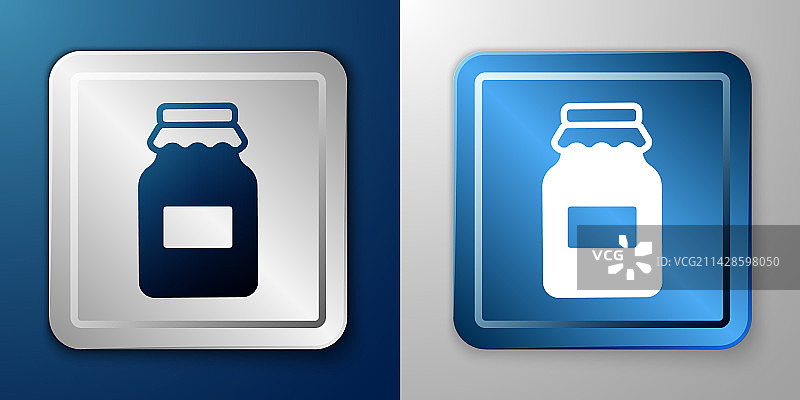 白色蜂蜜罐图标（蓝灰色背景）图片素材