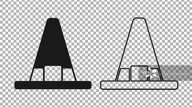 透明背景上的黑色女巫帽图标图片素材