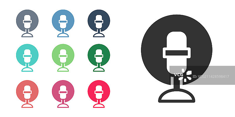 白色背景上的黑色麦克风图标图片素材