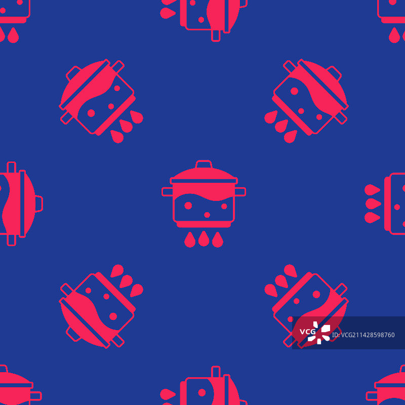 红色烹饪锅火焰图标无缝隔离图片素材