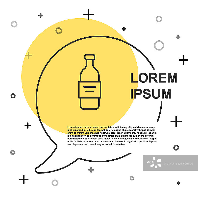 黑色线条伏特加酒瓶图标图片素材